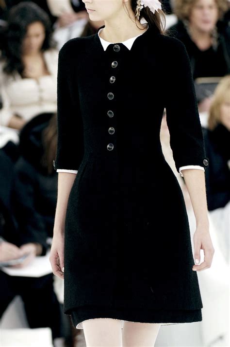 chanel black dress couture 2017|Chanel black dress white collar.